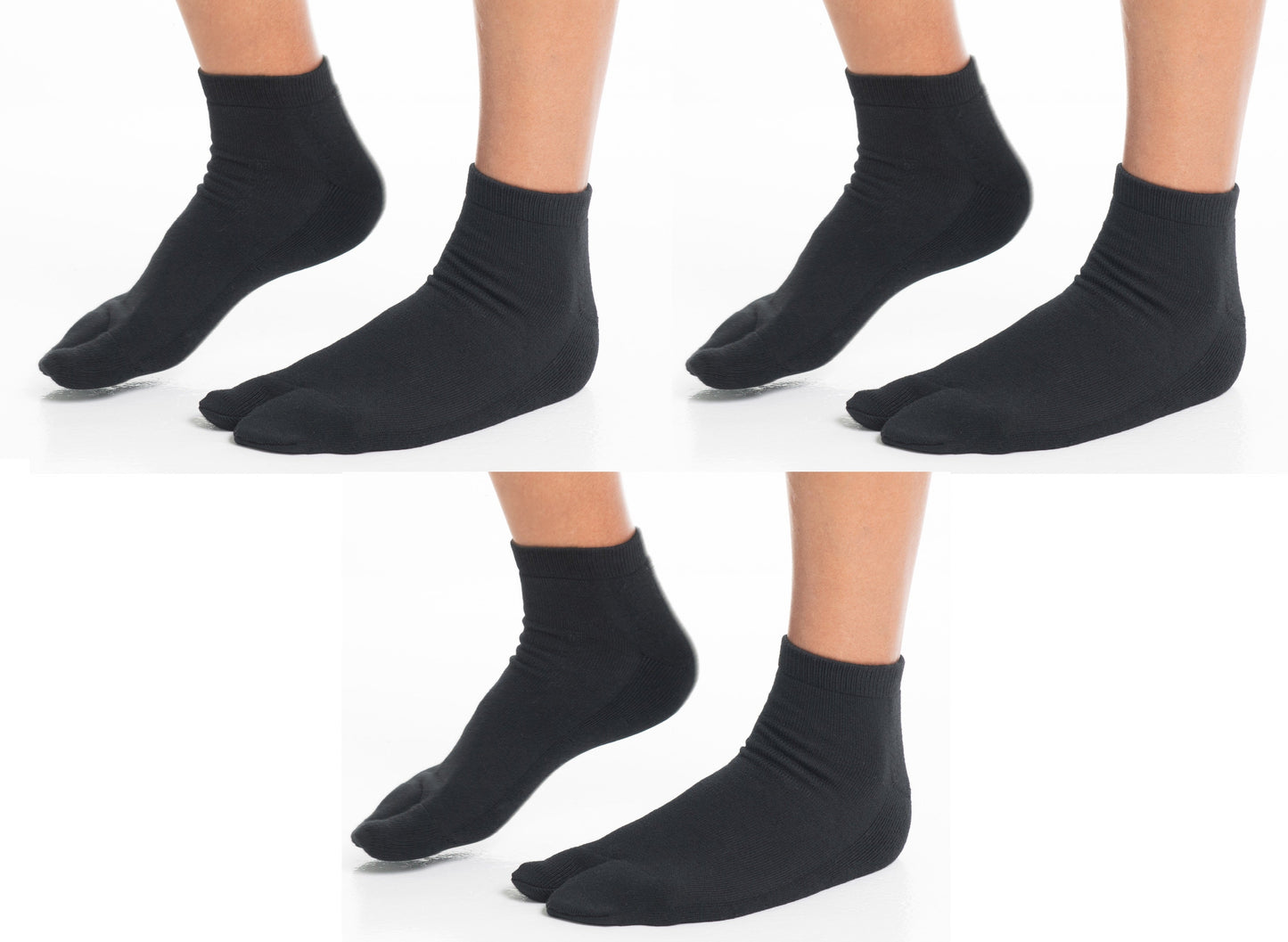V-Toe Thicker Big Toe Flip Flop Tabi Cotton Blend Mini Crew - 3 Pairs