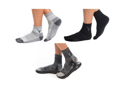 3 Pairs V-Toe Wool Light Grey  For Hiking Or Casual Split-Toe Tabi Socks