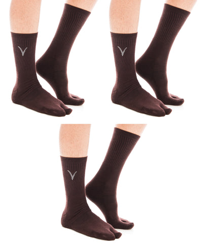 V-TOE Split-Toe Tabi Thicker Athletic Cotton Blend Socks - 3 Pairs