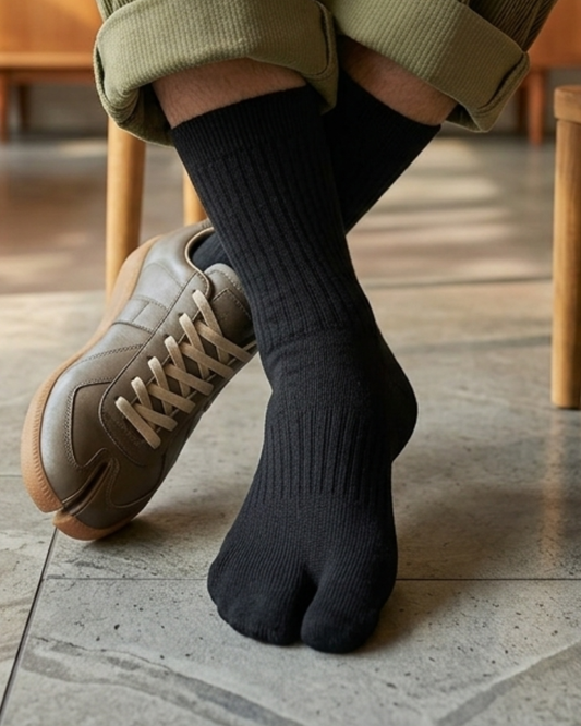 V-Toe Athletic Split-Toe Tabi Flip Flop Crew Socks
