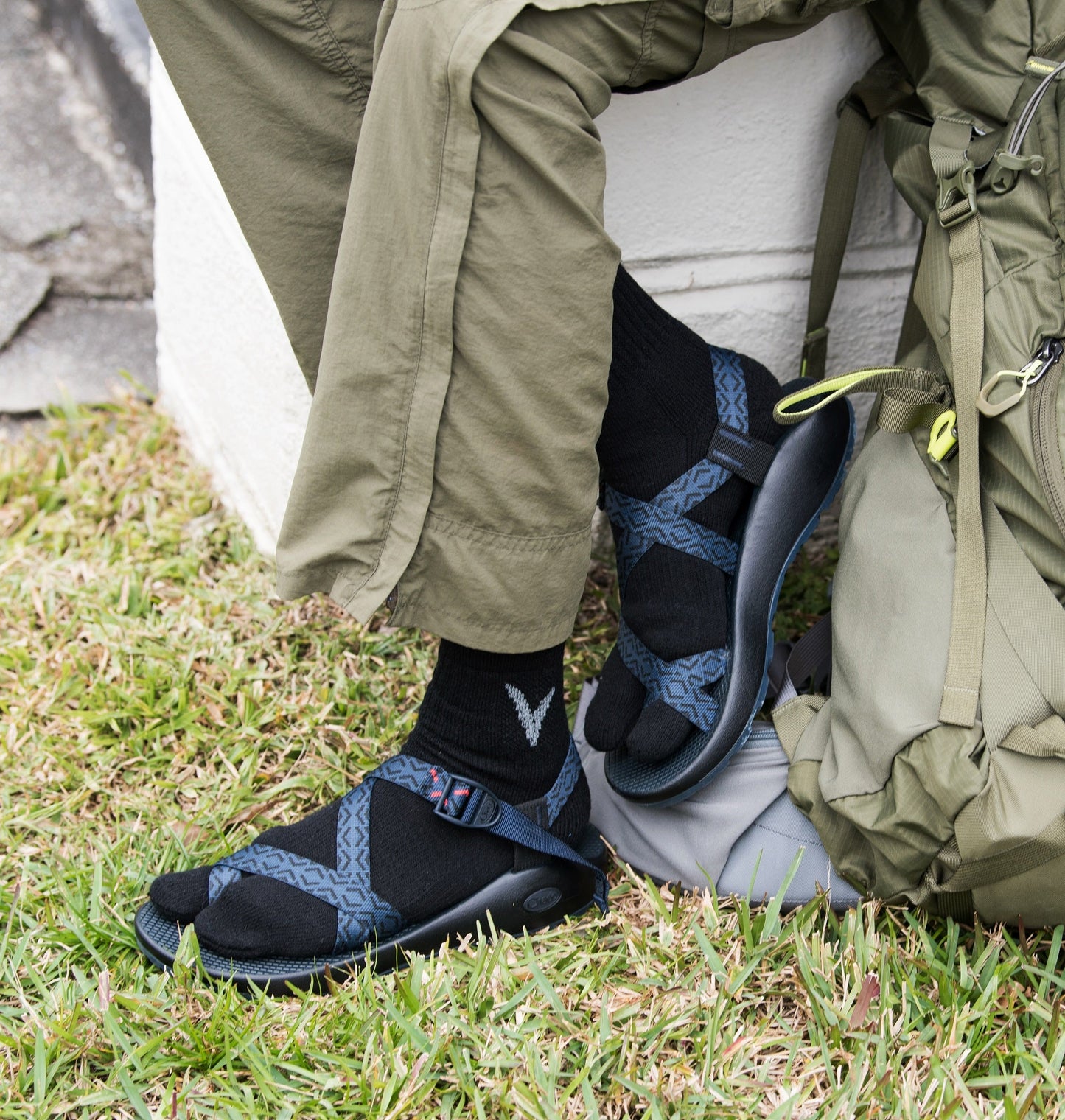 3 Pairs V-Toe Wool Light Grey  For Hiking Or Casual Split-Toe Tabi Socks