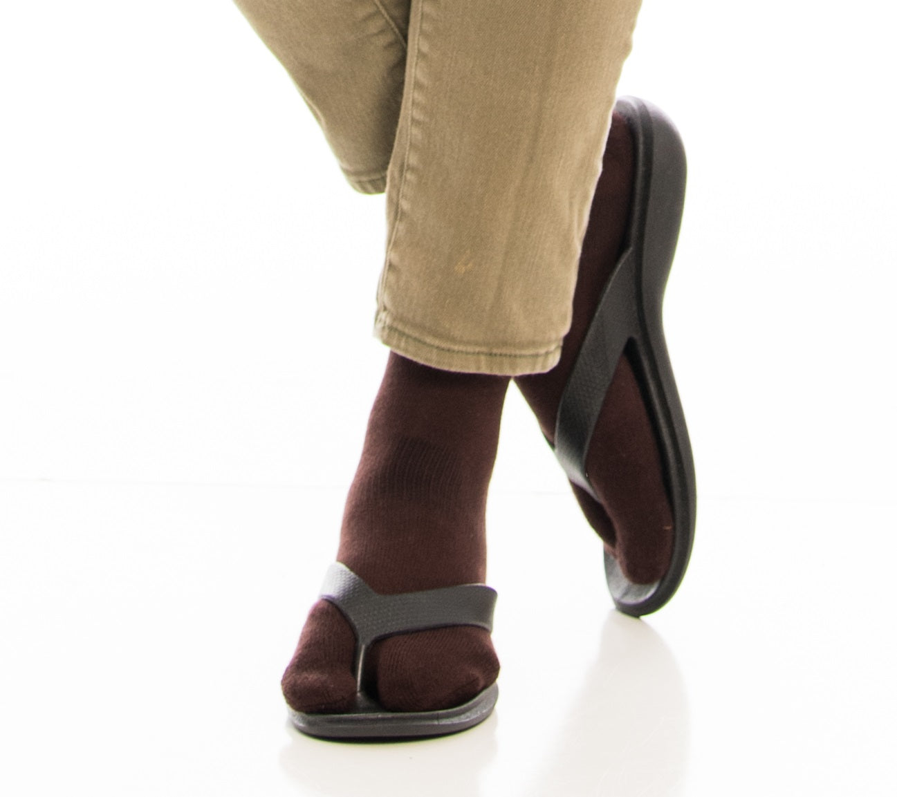 3 Pairs Athletic - Black, White, Brown Solid V-Toe Flip Flop Tabi Big Toe Socks