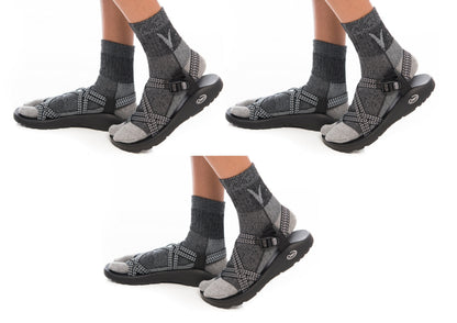 3 Pairs V-Toe Wool Light Grey  For Hiking Or Casual Split-Toe Tabi Socks