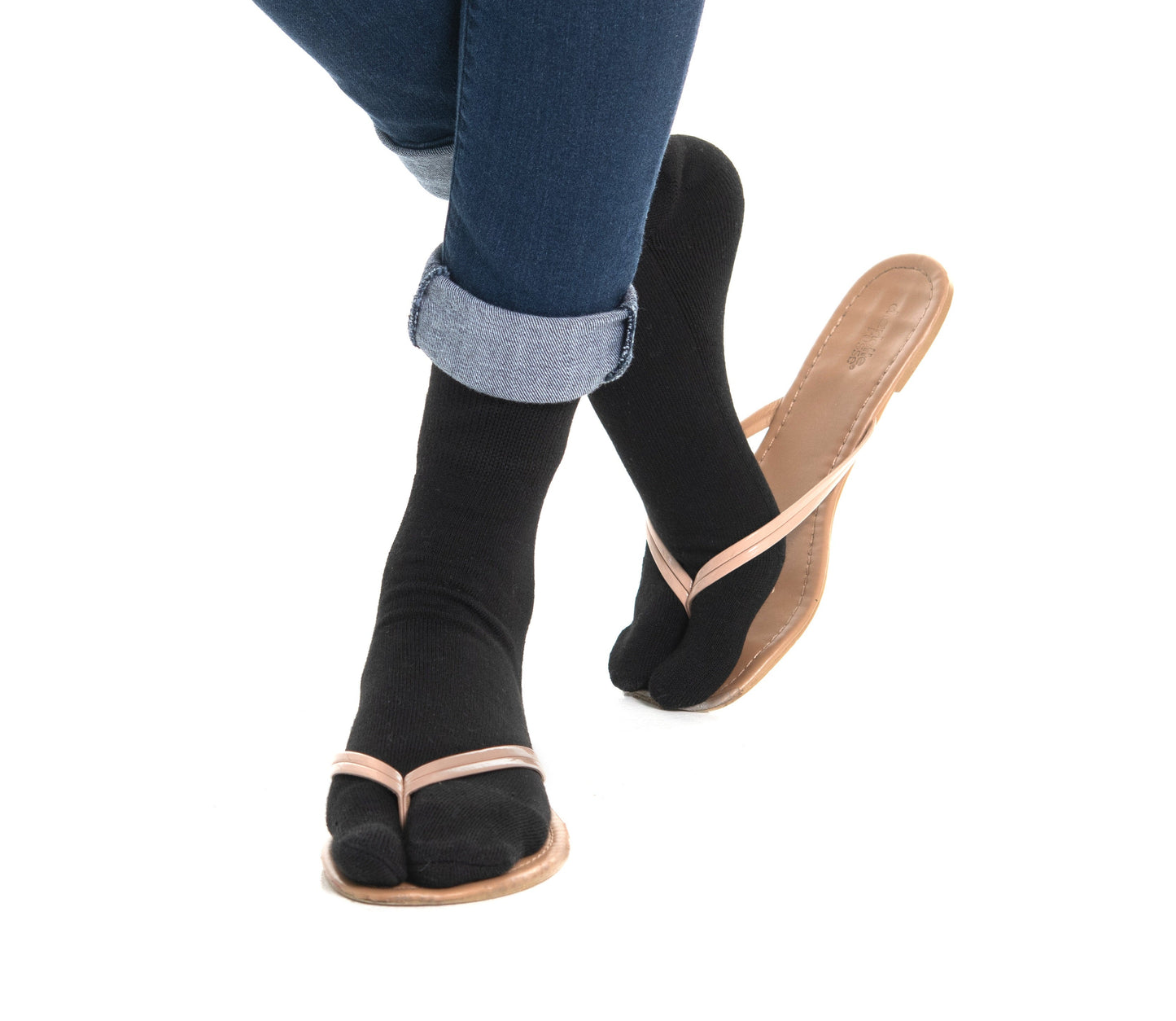 V-Toe Thicker Big Toe Flip Flop Tabi Cotton Blend Mini Crew - 3 Pairs