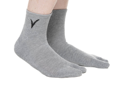 Mini-Crew - V-Toe Thicker Flip-Flop Tabi Socks Athletic or Casual Grey Cotton Blend Comfortable Stylish