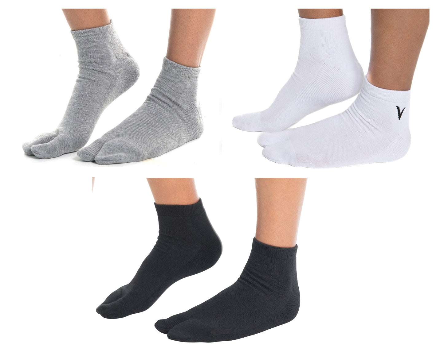 V-Toe Split-Toe Socks Ankle Tabi Flip-Flop Thicker Comfy Warm Styles Casual or Athletic - 3 Pairs