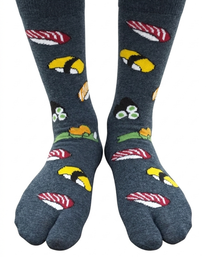 3 Pairs - V-Toe Split Toe Socks Big Toe Tabi Black Ninja, Pink Ninja and Sushi Crew