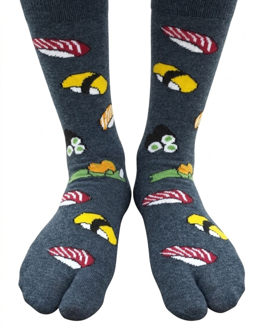 3 Pairs - V-Toe Split Toe Socks Big Toe Tabi Black Ninja, Pink Ninja and Sushi Crew