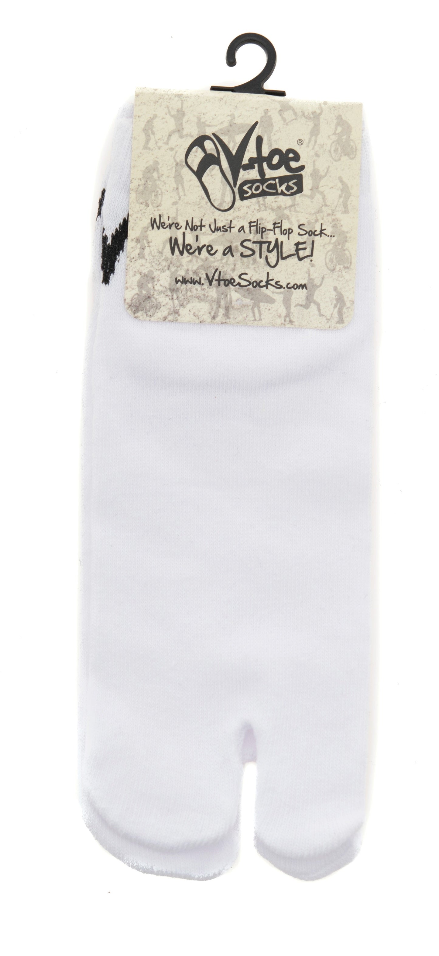 White Ankle Casual V-Toe Flip-Flop Tabi Big Toe Socks