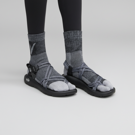 3 Pairs V-Toe Wool Light Grey  For Hiking Or Casual Split-Toe Tabi Socks