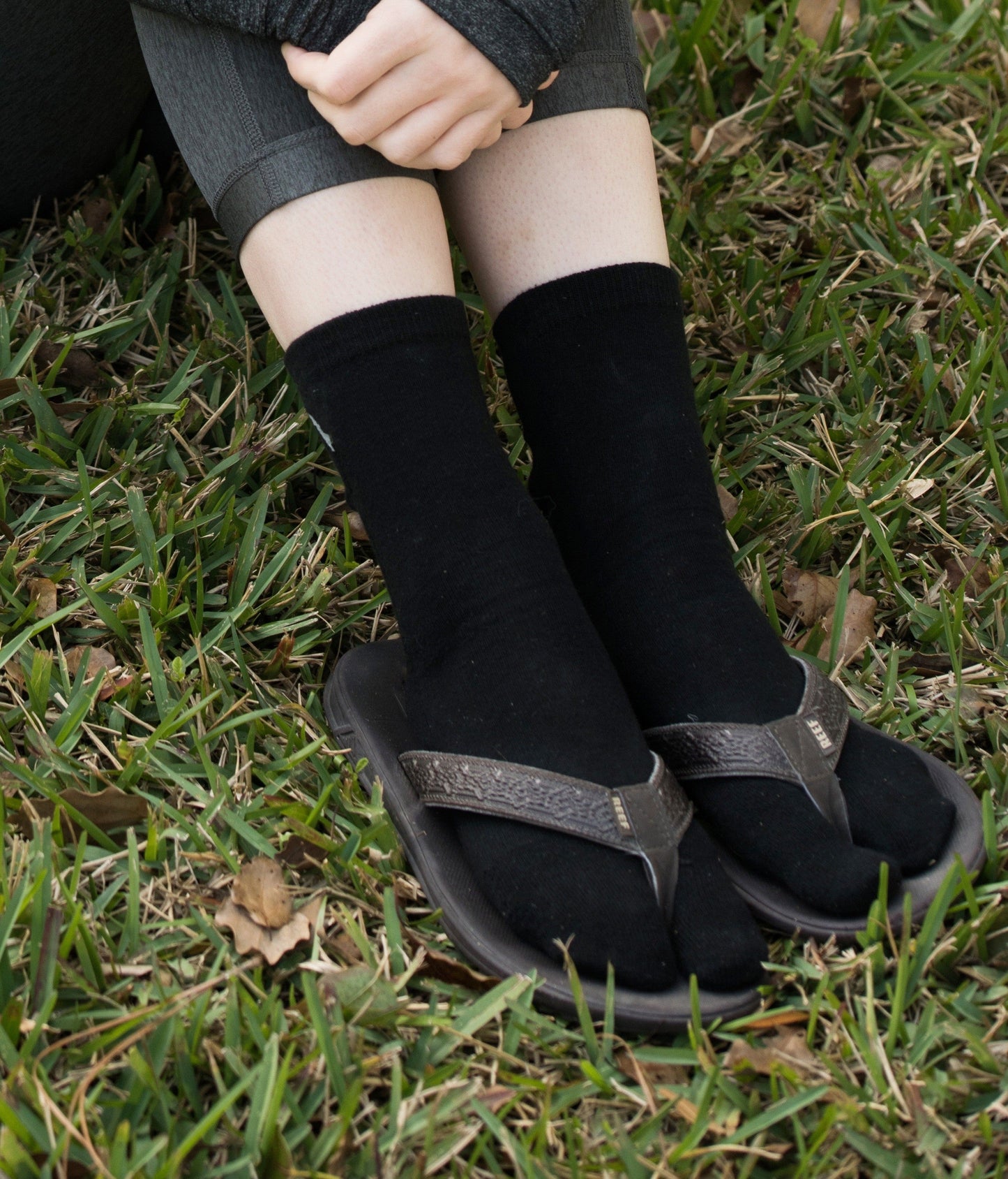 V-Toe Flip Flop Tabi Socks - Black, Khaki or Grey Solid