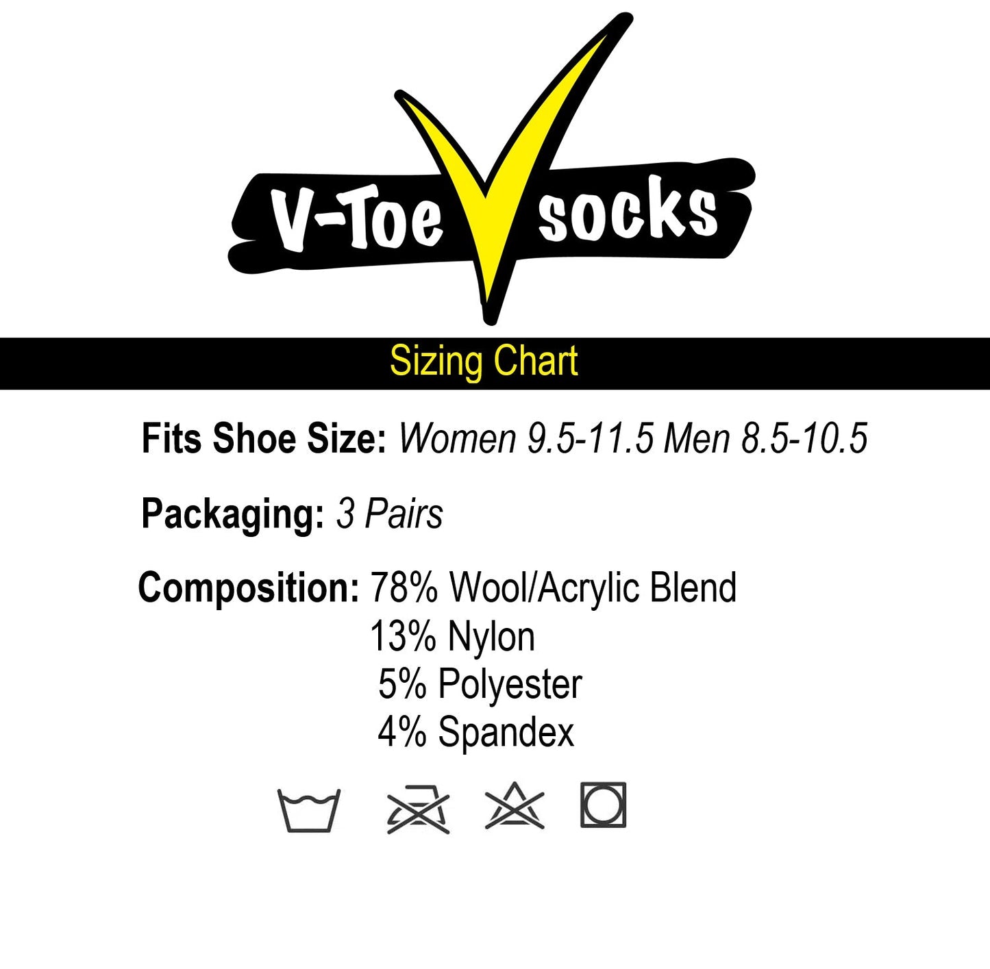 3 Pairs Black Wool Casual or Hiking V-Toe Flip-Flop Tabi Big Toe Socks